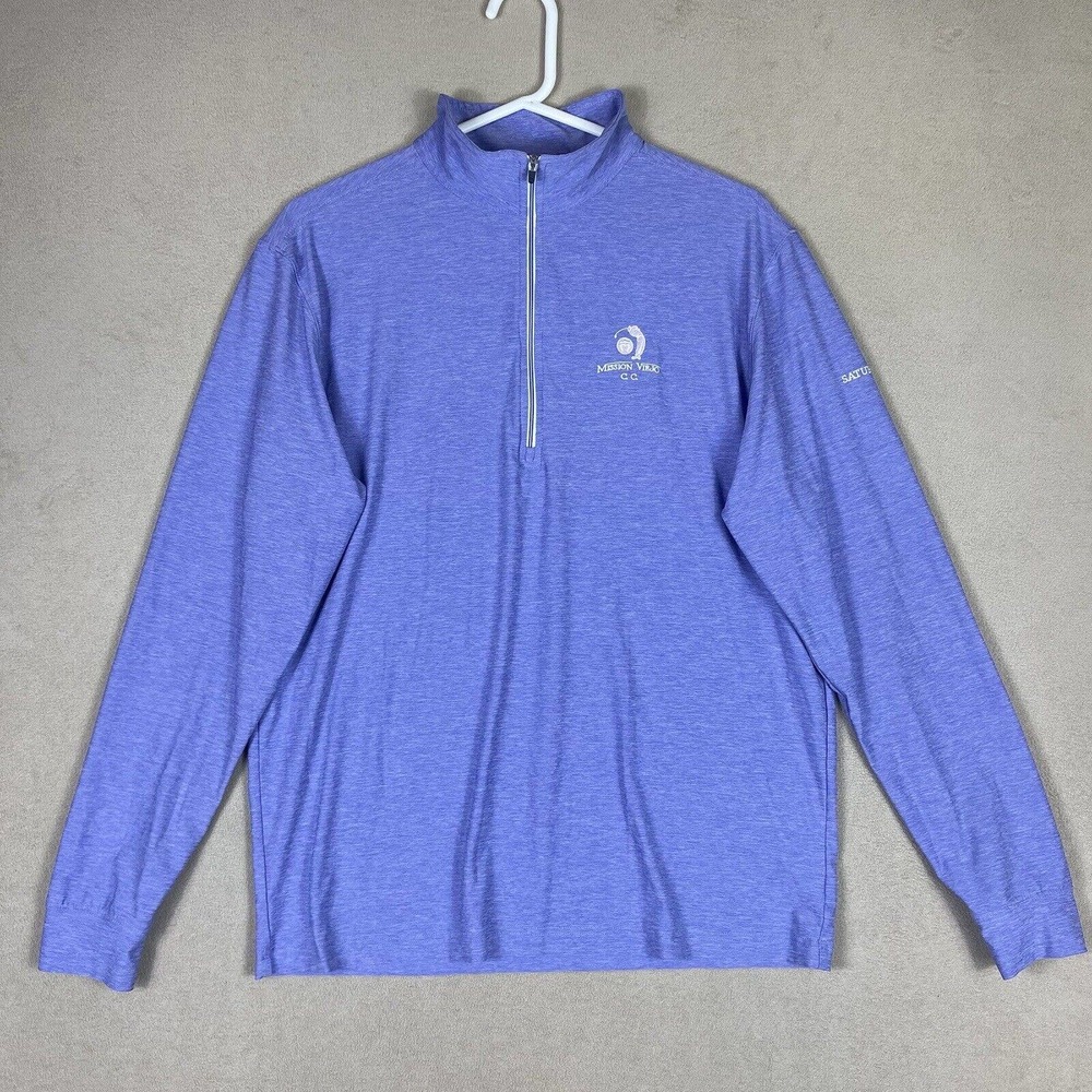 Straight Down Mens M Long Sleeve Athletic Performance Shirt Blue 1/4 Zip Logo